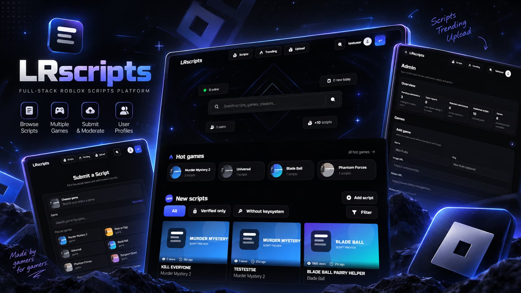 LRscripts — full-stack платформа для Roblox-скриптів