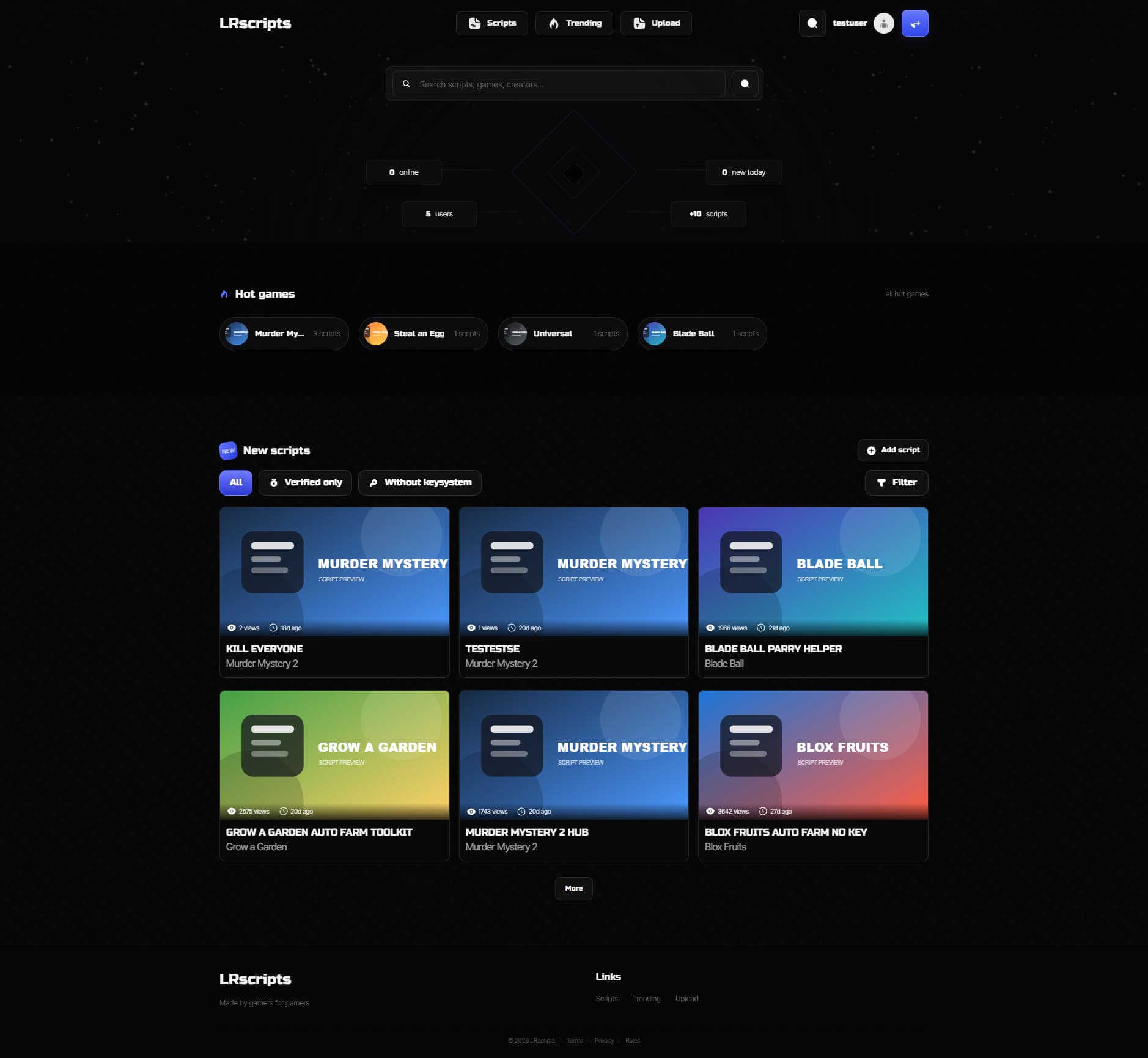 LRscripts — full-stack платформа для Roblox-скриптів screenshot 2